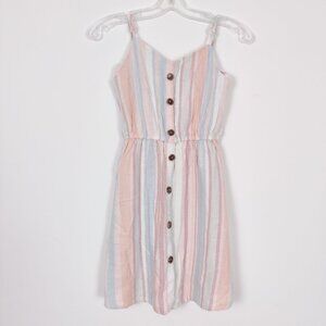 Urban Kids Bohemian Striped Dress Size Youth Large Multicolor Linen Lightweight